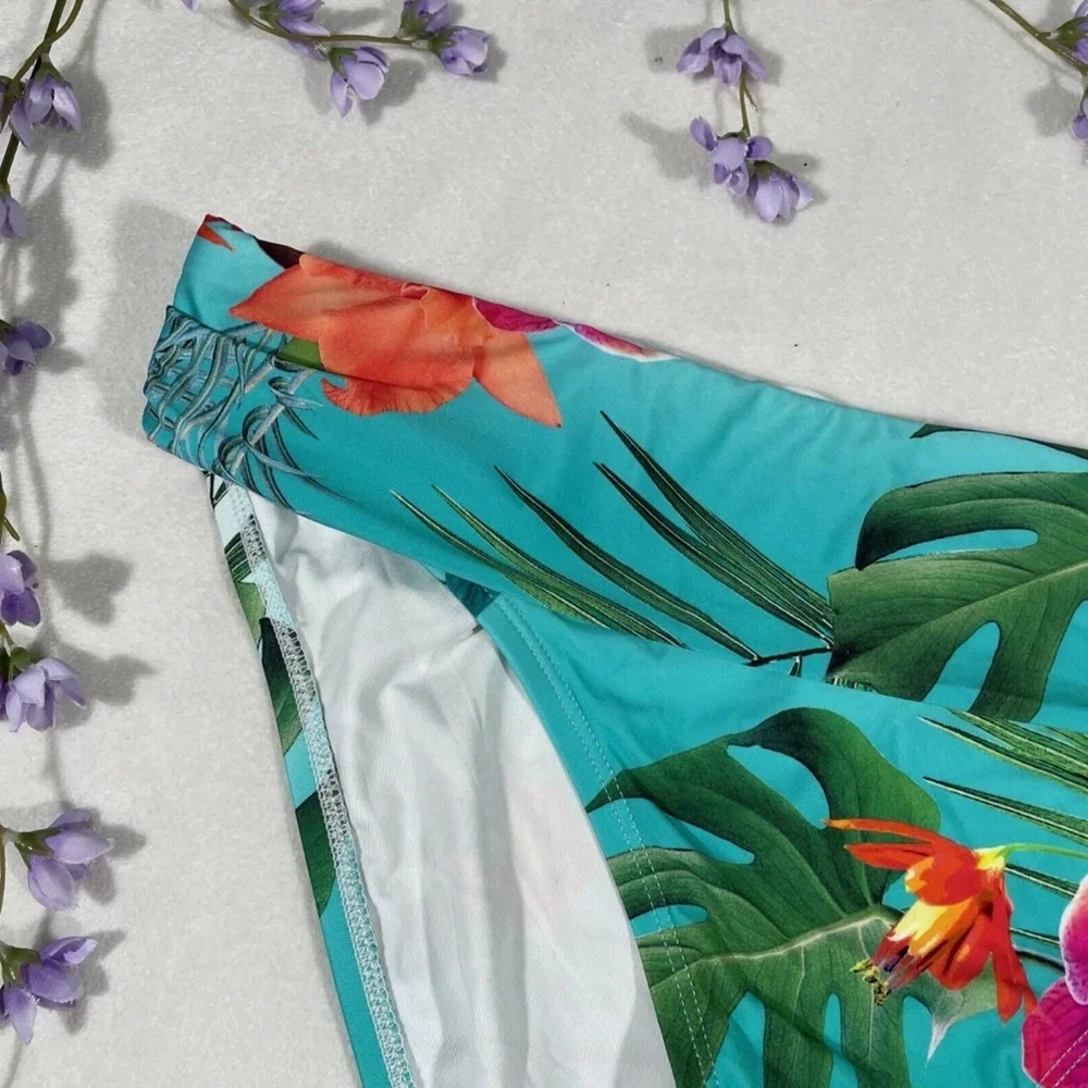 NWT‎ La Blanca [ 12 ] Tropicalia Shirred Band Floral Hipster Bikini Bottoms
